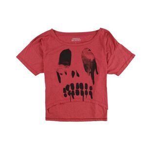 Gorilla Buffet Womens Skull Short Sleeve Graphic T-Shirt, Red, NWT